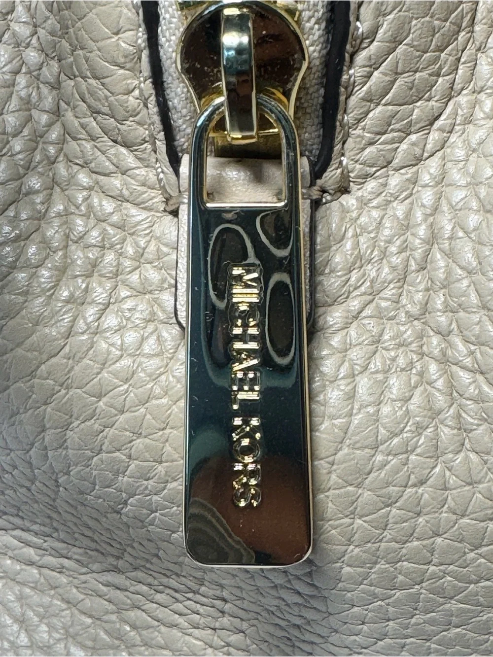 Michael Kors Taupe Pebbled Leather Shoulder Bag with Gold Hardware